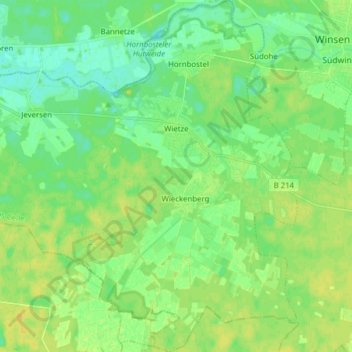 Mapa topográfico Wietze, altitud, relieve