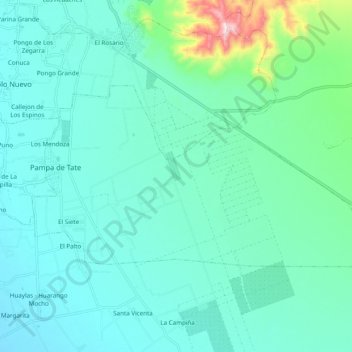 Mapa topográfico Pachacútec, altitud, relieve