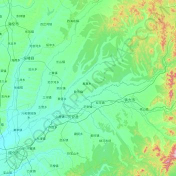 Mapa topográfico 庆安县, altitud, relieve