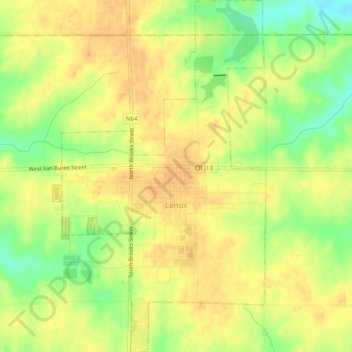 Mapa topográfico Lenox, altitud, relieve