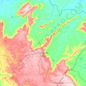 Mapa topográfico Viçosa do Ceará, altitud, relieve