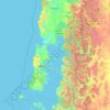 Mapa topográfico Región de Los Lagos, altitud, relieve