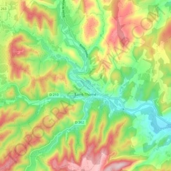 Mapa topográfico Saint-Thomé, altitud, relieve