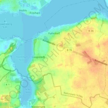 Mapa topográfico Fahrdorf, altitud, relieve