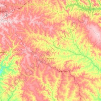 Mapa topográfico Silvânia, altitud, relieve
