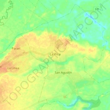 Mapa topográfico La Pica, altitud, relieve