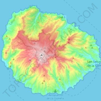 Mapa topográfico La Gomera, altitud, relieve