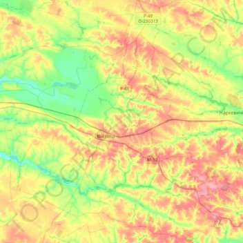 Mapa topográfico Viitivtsi Settlement Hromada, altitud, relieve