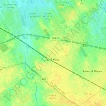 Mapa topográfico Del Viso, altitud, relieve