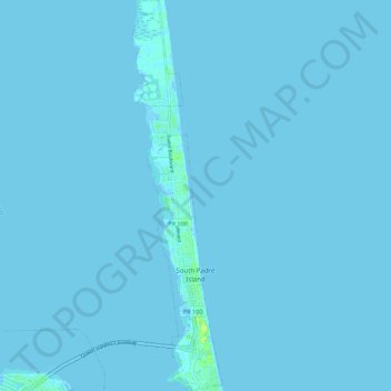 Mapa topográfico South Padre Island, altitud, relieve