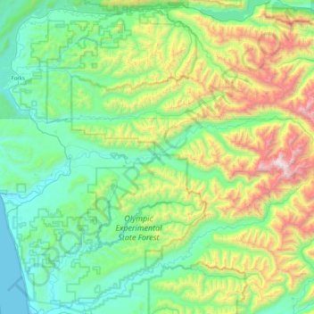 Mapa topográfico Hoh River, altitud, relieve