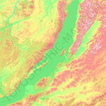 Mapa topográfico озеро Байкал, altitud, relieve