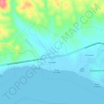 Mapa topográfico Las Vegas, altitud, relieve