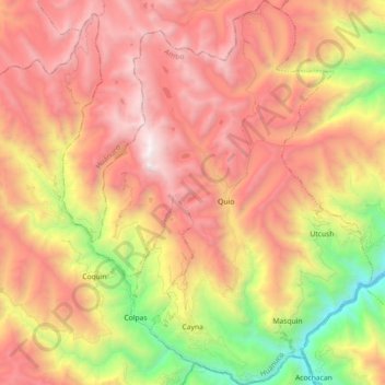 Mapa topográfico Cayna, altitud, relieve