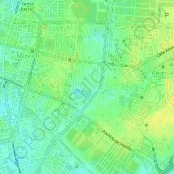 Mapa topográfico Ciudad Jardín, altitud, relieve