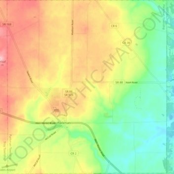 Mapa topográfico Parkman Township, altitud, relieve