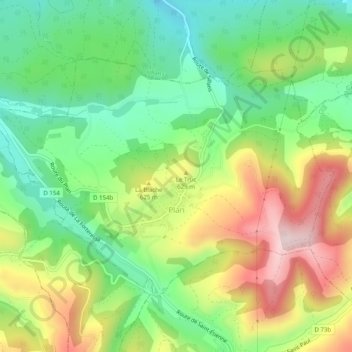 Mapa topográfico Plan, altitud, relieve