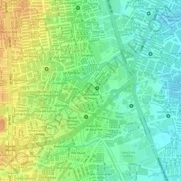 Mapa topográfico Urbanización El Parque, altitud, relieve