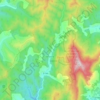 Mapa topográfico Véronne, altitud, relieve