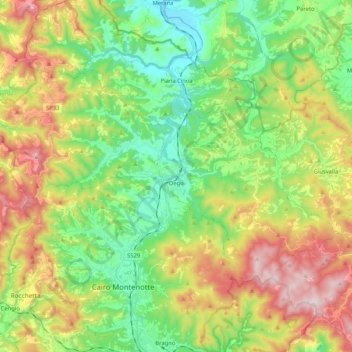 Mapa topográfico Dego, altitud, relieve