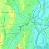 Mapa topográfico Hartford, altitud, relieve