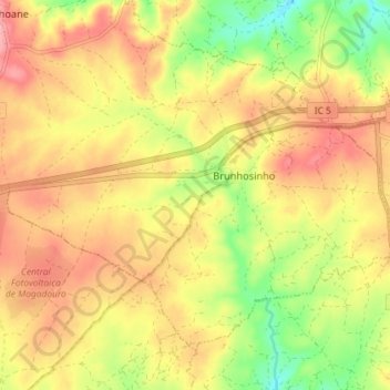 Mapa topográfico Brunhosinho, altitud, relieve