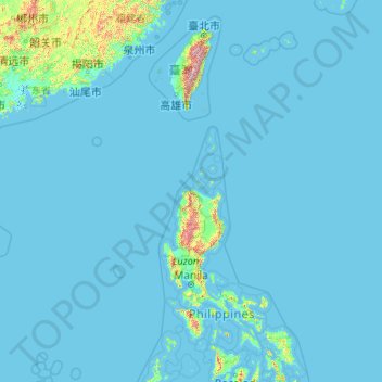 Mapa topográfico Taiwán, altitud, relieve