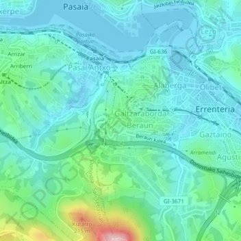 Mapa topográfico Beraun, altitud, relieve