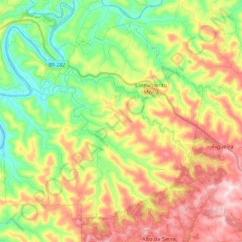 Mapa topográfico Nova Itaberaba, altitud, relieve