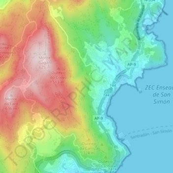Mapa topográfico Cobres, altitud, relieve
