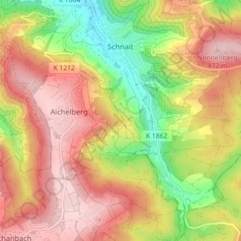 Mapa topográfico Schnait, altitud, relieve