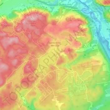Mapa topográfico Sainte-Anne-des-Lacs, altitud, relieve
