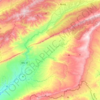 Mapa topográfico T'Kout, altitud, relieve