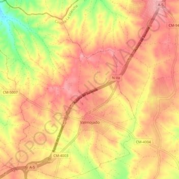 Mapa topográfico Valmojado, altitud, relieve