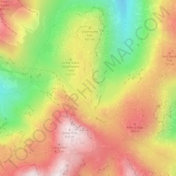 Mapa topográfico Sprinkling Tarn, altitud, relieve