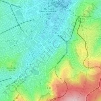 Mapa topográfico Heusteigviertel, altitud, relieve