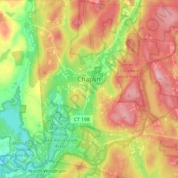 Mapa topográfico Chaplin, altitud, relieve