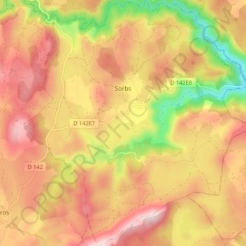 Mapa topográfico Sorbs, altitud, relieve