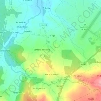 Mapa topográfico Dumpín, altitud, relieve