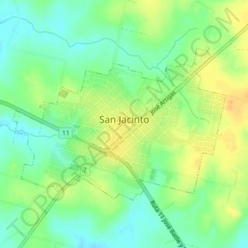 Mapa topográfico San Jacinto, altitud, relieve
