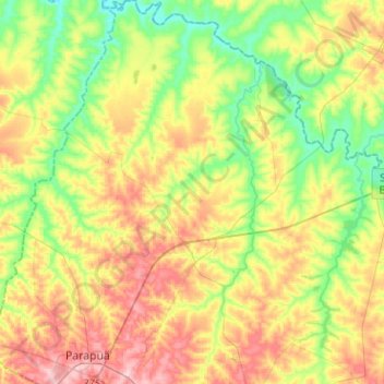 Mapa topográfico Rinópolis, altitud, relieve