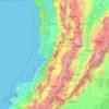 Mapa topográfico Valle del Cauca, altitud, relieve