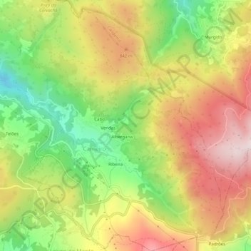 Mapa topográfico Carneiro, altitud, relieve