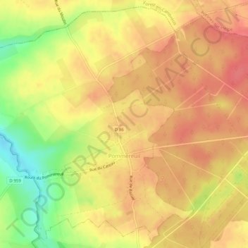 Mapa topográfico Pommereuil, altitud, relieve