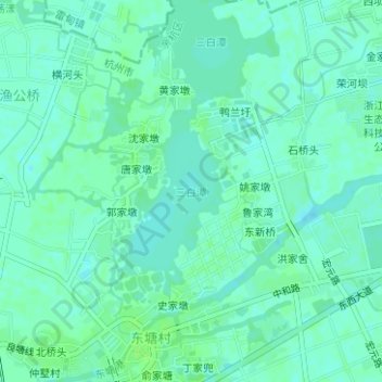 Mapa topográfico 三白潭, altitud, relieve