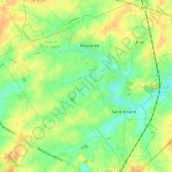 Mapa topográfico Saint-Amand, altitud, relieve