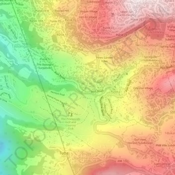 Mapa topográfico Asin Road, altitud, relieve