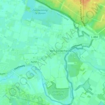 Mapa topográfico Ven-Zelderheide, altitud, relieve