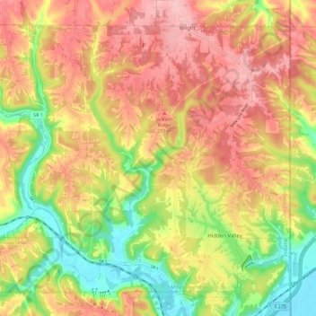 Mapa topográfico Miller Township, altitud, relieve