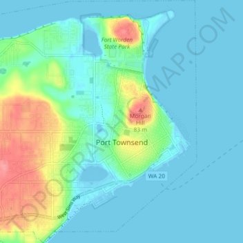Mapa topográfico Port Townsend, altitud, relieve